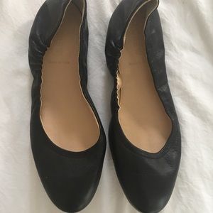 J. Crew black leather Italian ballet flats